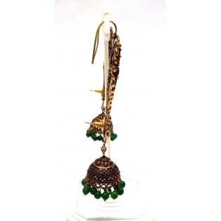 EAR CUFF Golden Oxidized Earring Jhumka Jhumki Ethnic Jewelry Long Dangle AE18